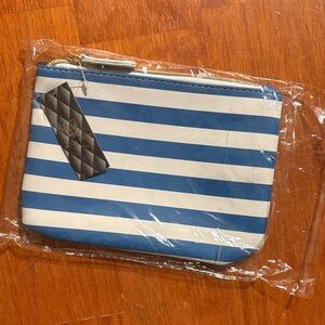 Blue and White Striped Pouch